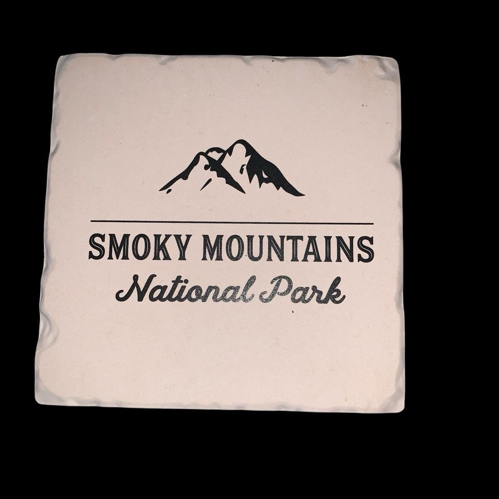 Smoky Mountains National Park Stone Coasters Set Of 4 Vintage Original Box